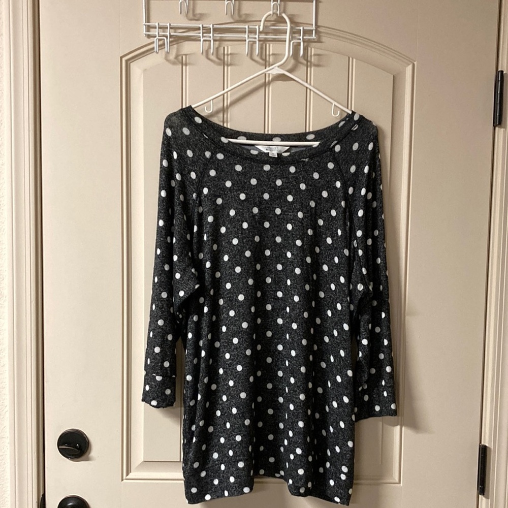 Market & Spruce Plus Size 2X Polka Dot Tunic Sweater Super Soft Stretch Knit